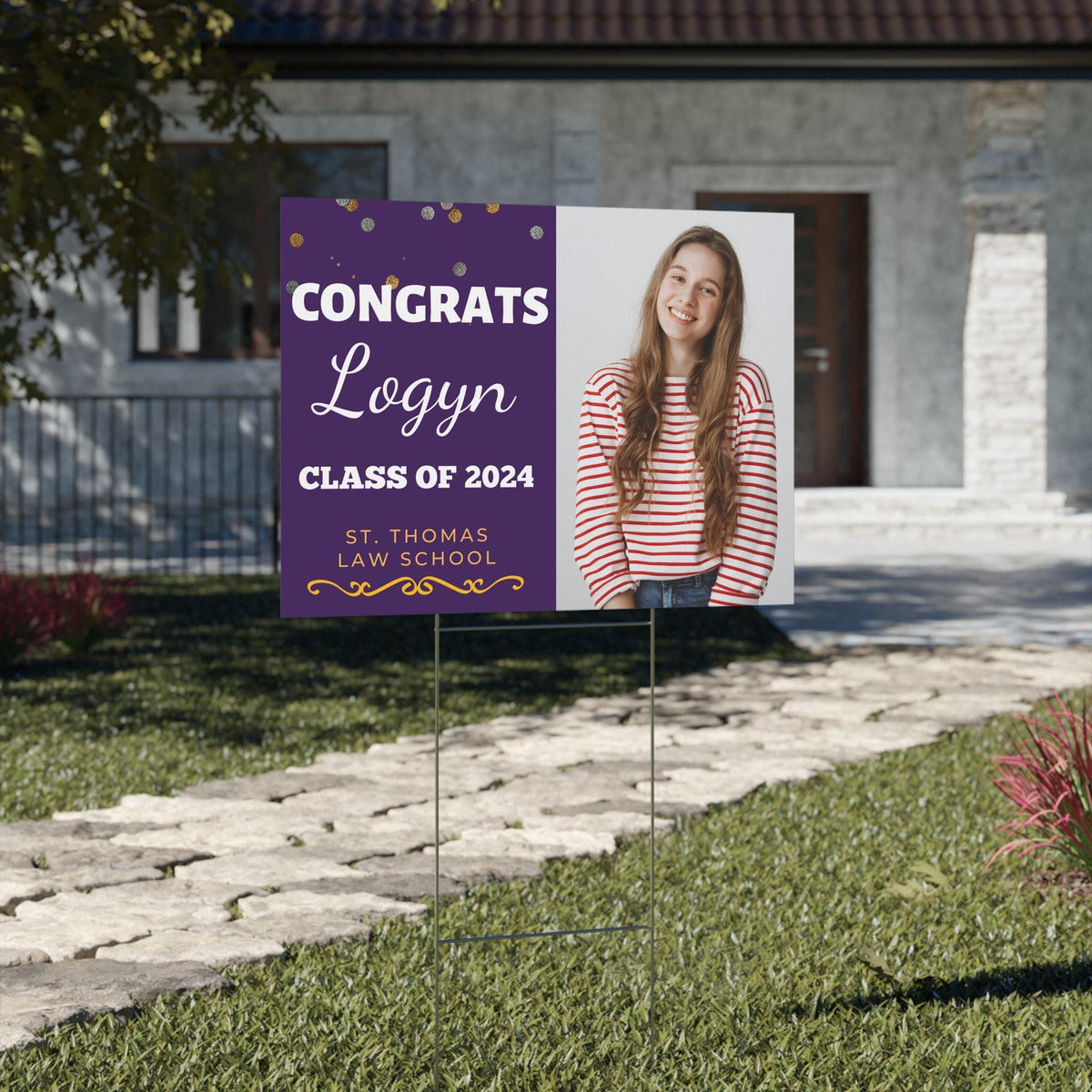 Graduation Yard Sign with H-Stake, Personalized Outdoor High School College Graduation Signs, Custom Lawn Decorations, Class of 2025 Sign