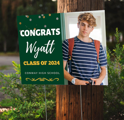 Graduation Yard Sign with H-Stake, Personalized Outdoor High School College Graduation Signs, Custom Lawn Decorations, Class of 2025 Sign