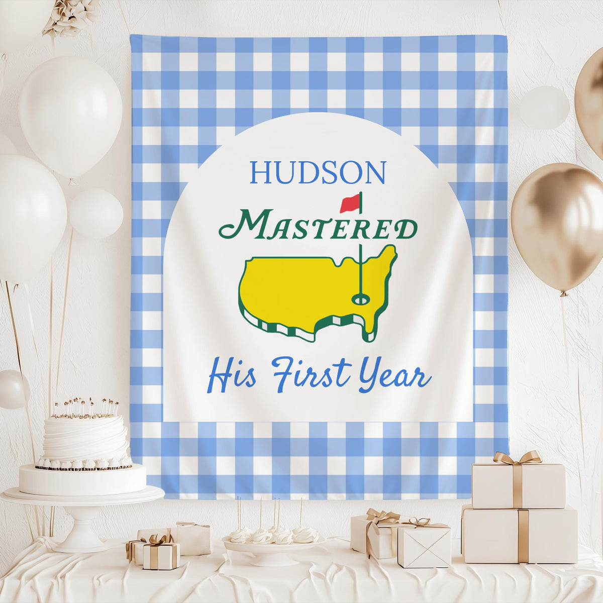 Masters 1st Birthday Party Decor, Masters Birthday Banner, Golf 1st Birthday Backdrop, Mastered First Birthday Banner, Personalized 1st Sign