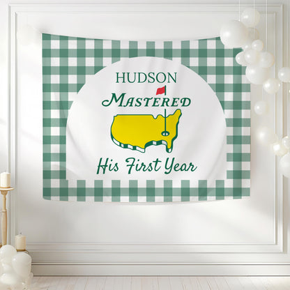 Masters 1st Birthday Party Decor, Masters Birthday Banner, Golf 1st Birthday Backdrop, Mastered First Birthday Banner, Personalized 1st Sign