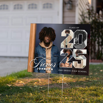 Custom 2025 Senior Yard Signs - 24''x18'' Coroplast Yard Sign with H Stake, Personalized Photo + Name + School, High School Graduating Class