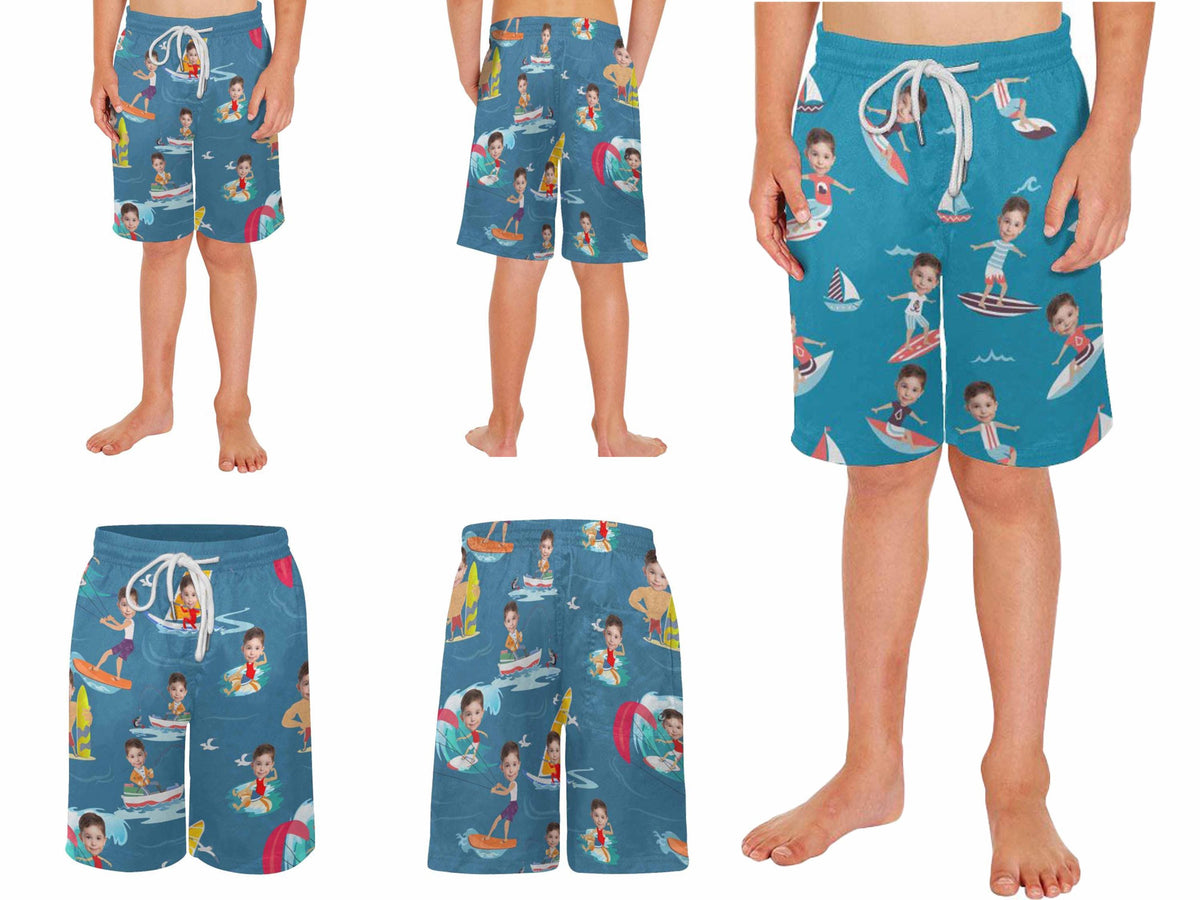 Custom Men Bathing Suit, Funny Swim Trunks,Personalized Face Men Swimsuit,Face Swimwear,Custom Christmas gifts,Flamingo Beach Short,For Dad