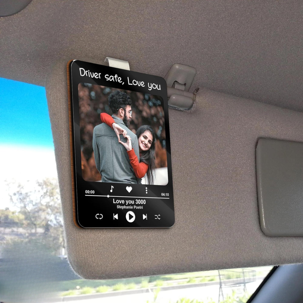 Custom Photo Car Visor Clip, Husband Gifts, Personalized Father's Day Gift, Couples Gift, Drive Safe Visor Clip With Picture,Car Photo Frame