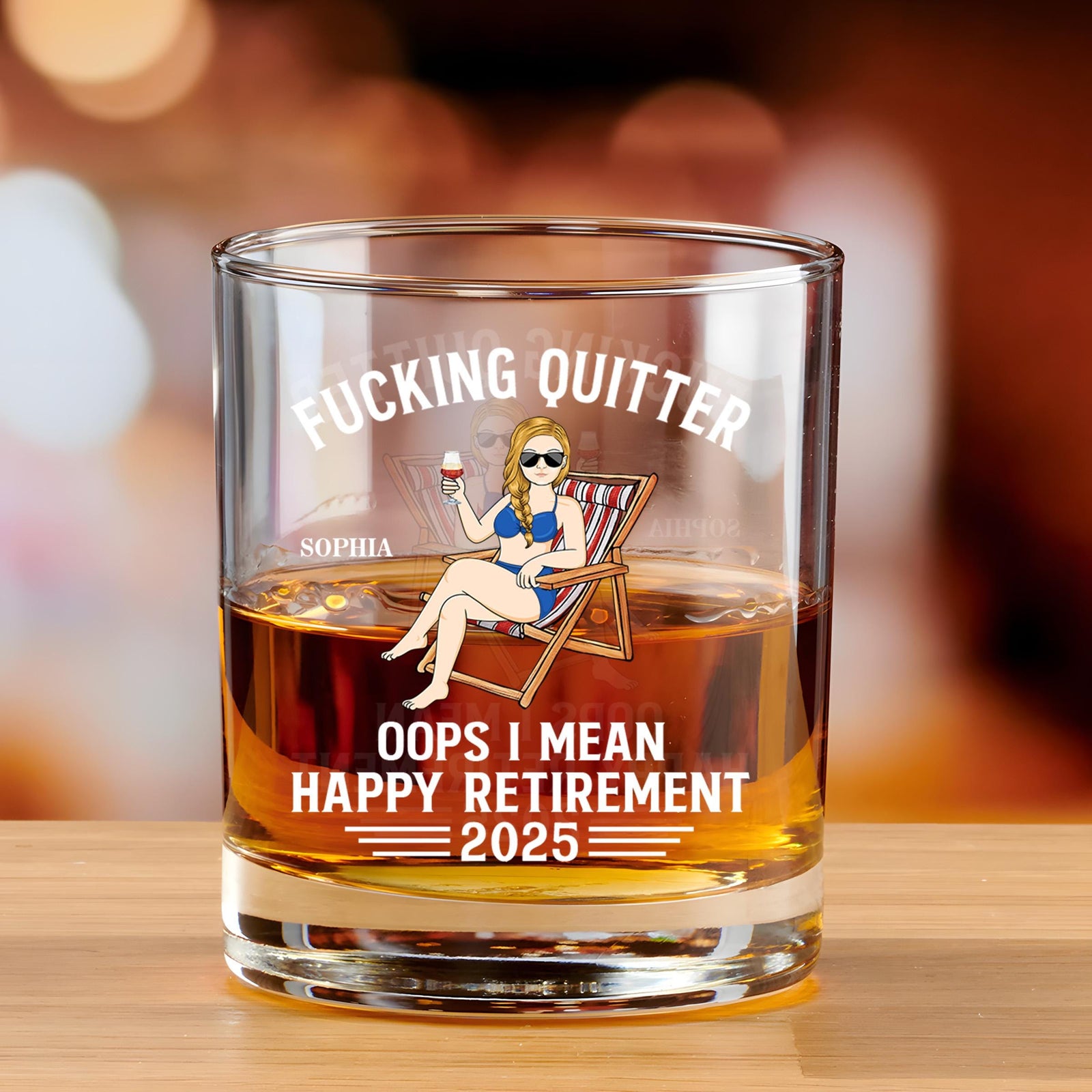 Oops I Mean Happy Retirement - Personalized Whiskey Glass, Retirement Whiskey Glasses, Funny Retirement Cocktail Glass, Custom Gifts 2025