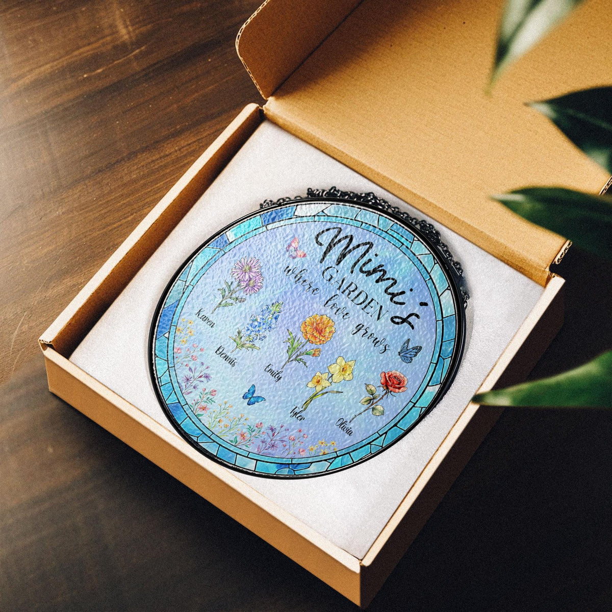 Personalized Mimi's Garden Stained Glass Suncatcher, Mother's Day Gift, Gift For Grandma, Nana Birth Month Flower,Mama's Gifts,Mimi's Garden