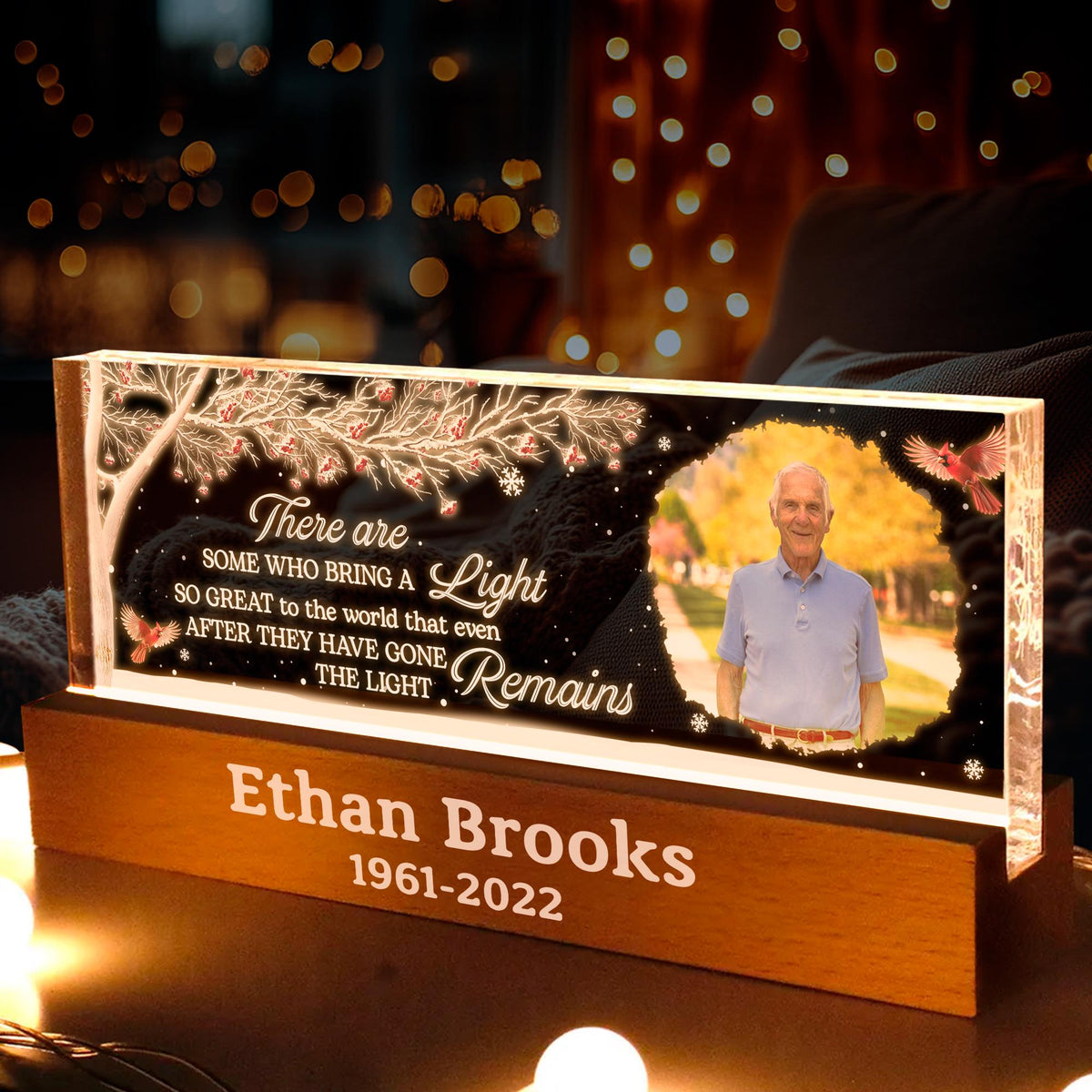 Custom Memorial Night Light for Loved One, Personalized Photo & Name Remembrance Sympathy Gift, In Loving Memory Night Light for Late Family