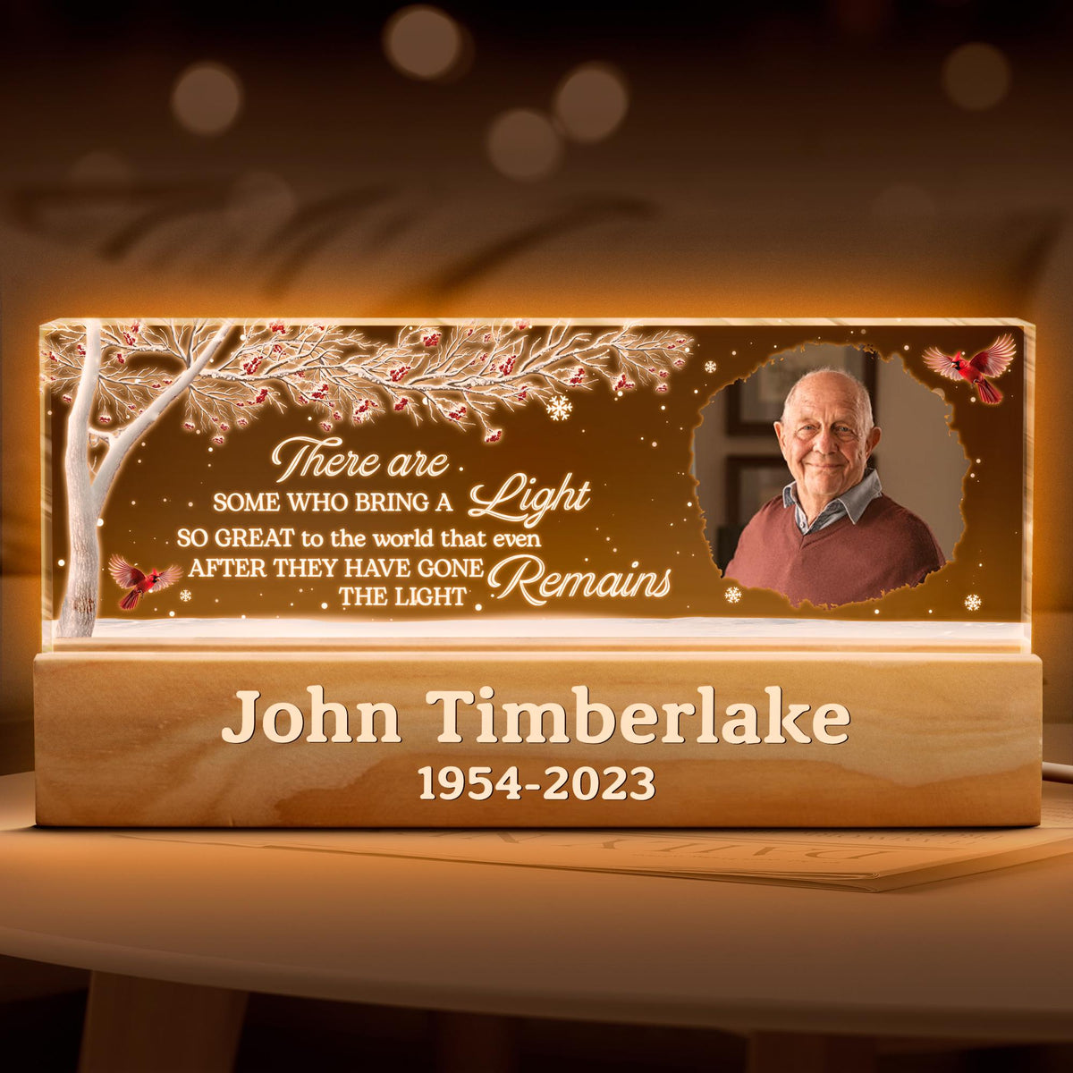 Custom Memorial Night Light for Loved One, Personalized Photo & Name Remembrance Sympathy Gift, In Loving Memory Night Light for Late Family