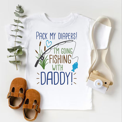 Pack My Diapers I Am Going Fishing Bodysuit , Cute and Funny Baby Bodysuit, Baby Shower Gift, Fishing Baby