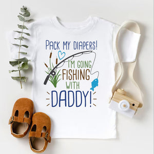 Pack My Diapers I Am Going Fishing Bodysuit , Cute and Funny Baby Bodysuit, Baby Shower Gift, Fishing Baby