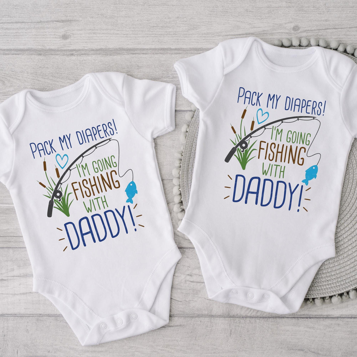 Pack My Diapers I Am Going Fishing Bodysuit , Cute and Funny Baby Bodysuit, Baby Shower Gift, Fishing Baby