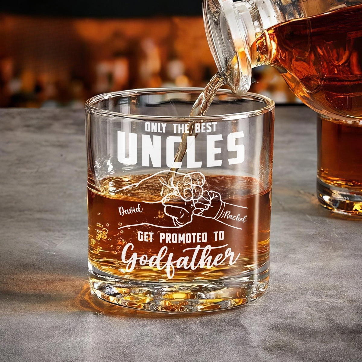 Uncles Whiskey Glass, Custom Godfather Rock Glass, Father's Day Gift For Godfather, Promoted to Uncle Whiskey Gift, Godfather Whiskey Glass
