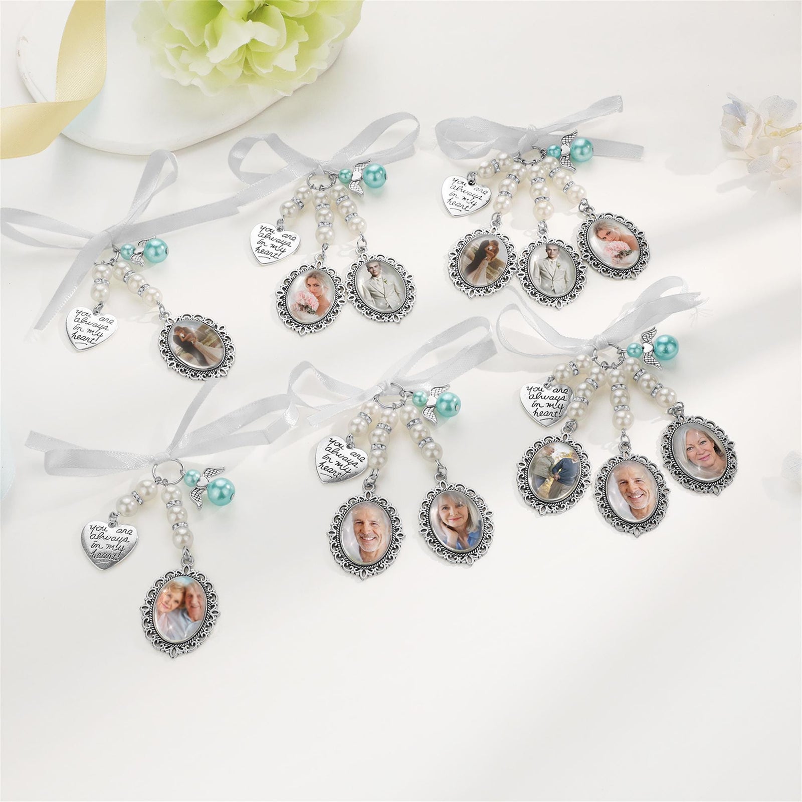 Personalized Bridal Bouquet Charm, Custom Photo Bouquet Pendant, Wedding Memorial Keepsake, Wedding Memorial Gifts For her, Wedding Favors