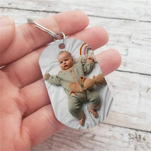 Personalized Baby Photo Keychain, The Moment You Became My Dad/Mommy Keychain, New Born Keychain,Gifts for Dad, Mother's Day Gift