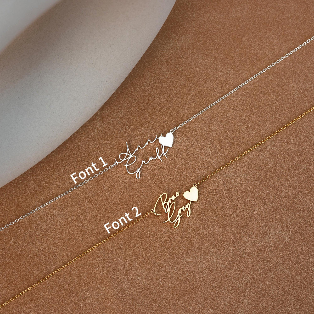 Custom Two Name Necklace with Heart, Double Name Necklace, Kids Name Necklace, Personalized Gift for Mom, New Baby Gift, Best Friend Gift