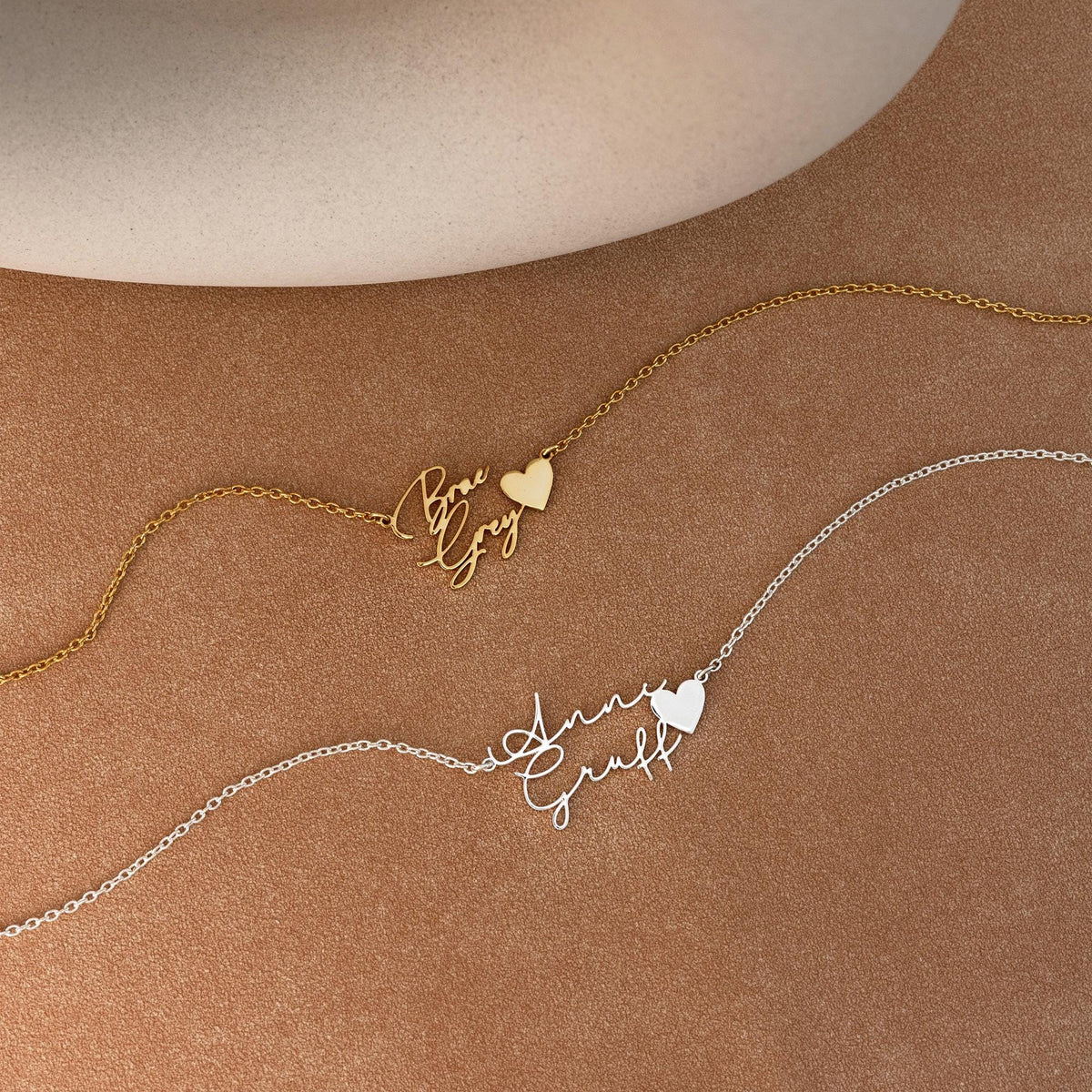 Custom Two Name Necklace with Heart, Double Name Necklace, Kids Name Necklace, Personalized Gift for Mom, New Baby Gift, Best Friend Gift