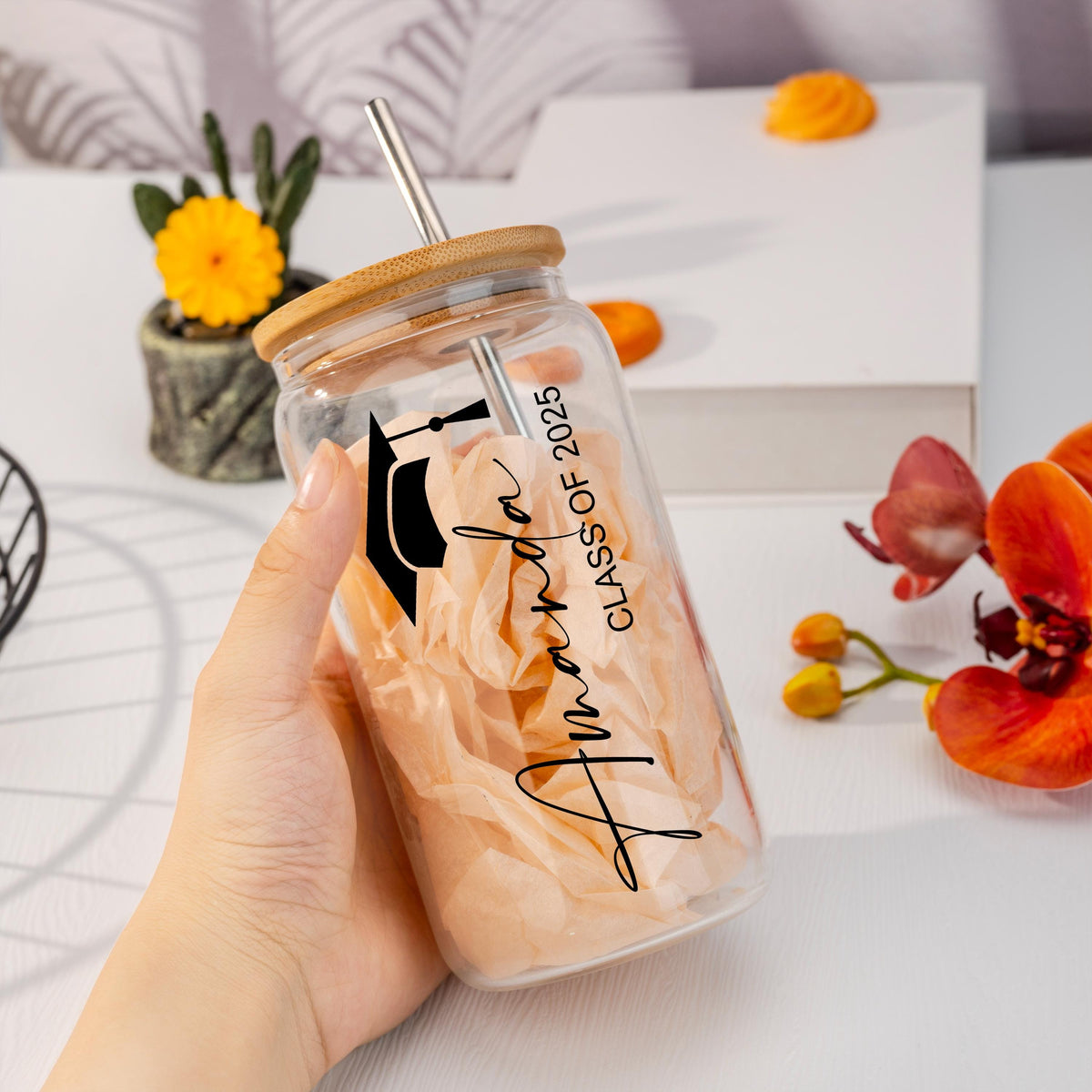 Personalized Graduation,2025 Graduation Gift,Graduation Gifts for Her, Graduation Tumbler, Graduation Iced Coffee Glass, College Grad Gift