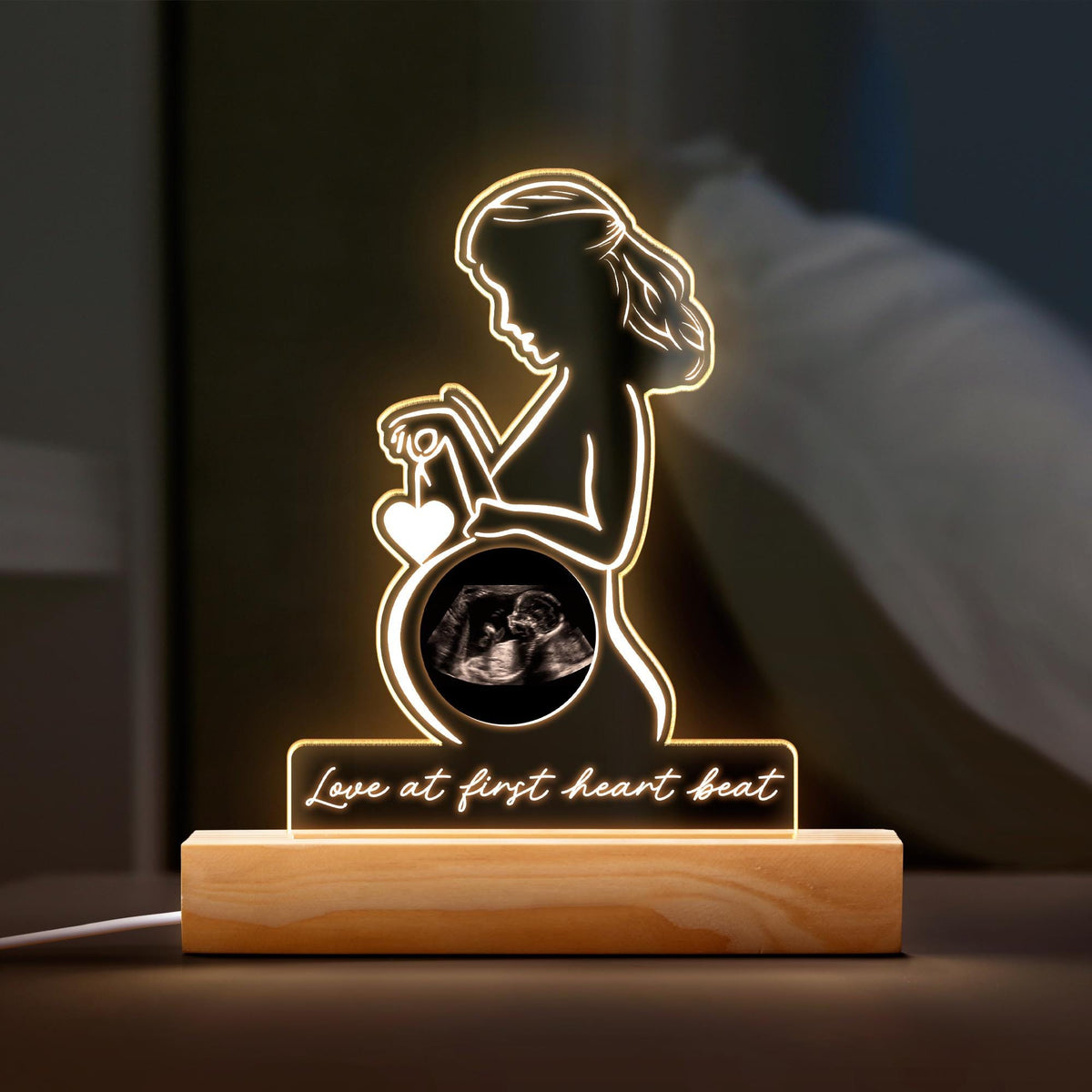 Personalized Ultrasound Photo Night Light, Custom Pregnancy Keepsake Gift for Expecting Parents, Baby Shower Gift for Mom