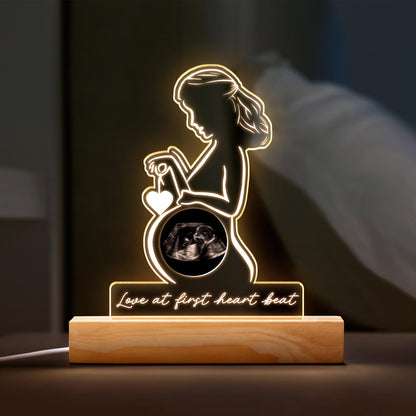 Personalized Ultrasound Photo Night Light, Custom Pregnancy Keepsake Gift for Expecting Parents, Baby Shower Gift for Mom