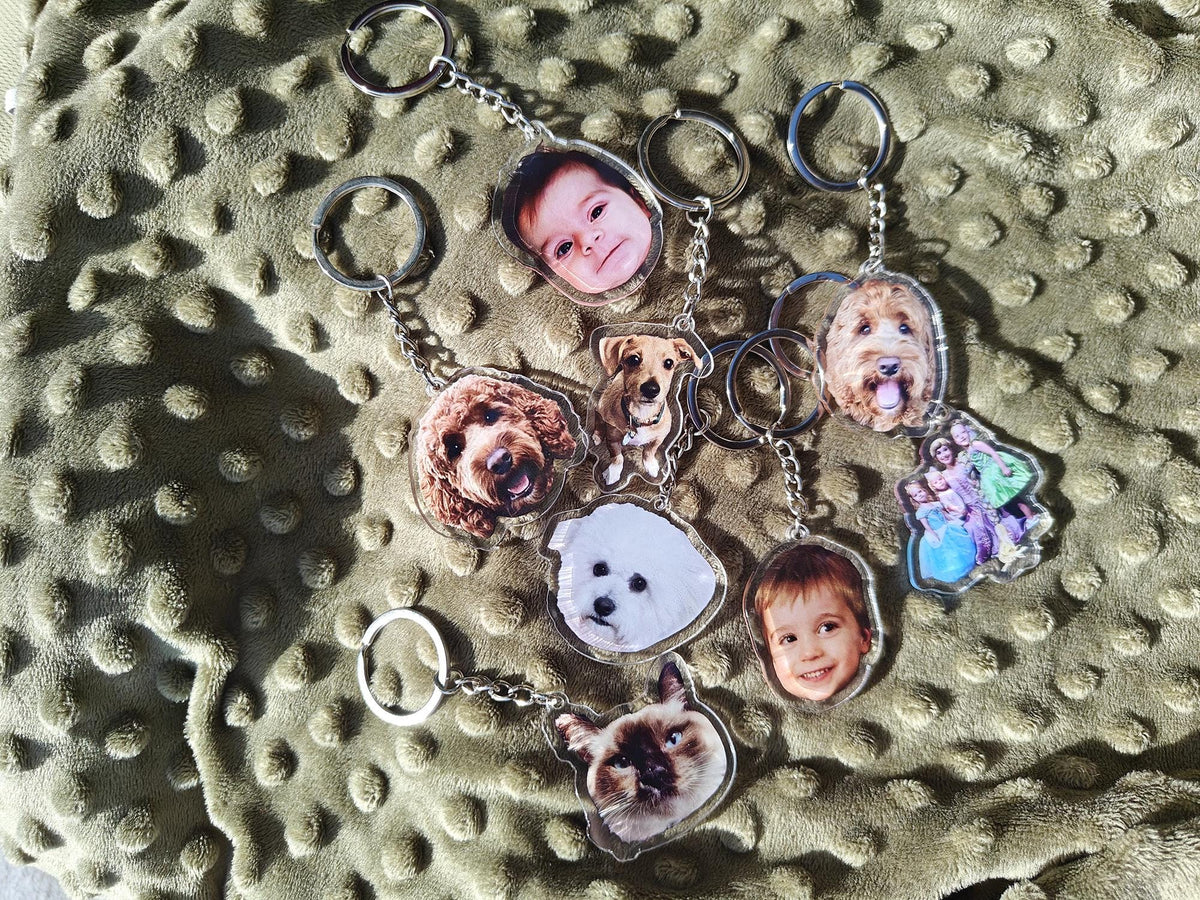 Custom Photo Keychain, Cat Picture Keychain with Picture, Custom Acrylic Charm,Logo Printing Keychain,Keychain,Family Photo Keychain
