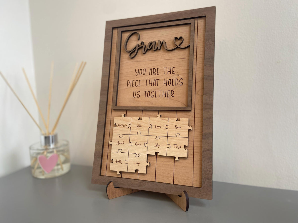 Personalised Mother's Day Puzzle Jigsaw Sign, Piece that Holds Us Together Frame, Mother's Day Gift, Anniversary, Birthday, Grandparent Gift