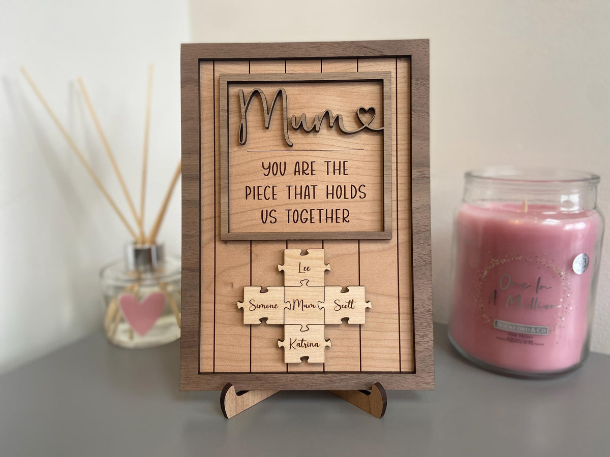 Personalised Mother's Day Puzzle Jigsaw Sign, Piece that Holds Us Together Frame, Mother's Day Gift, Anniversary, Birthday, Grandparent Gift