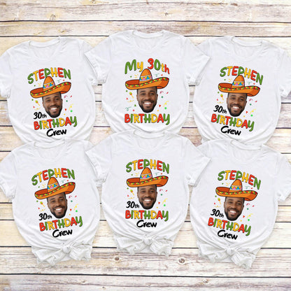 Custom Photo Birthday Gift Shirt, Birthday Party Shirt, Fiesta Birthday Shirt, Fiesta Squad Shirt, Cinco de Mayo Birthday Tee Shirt