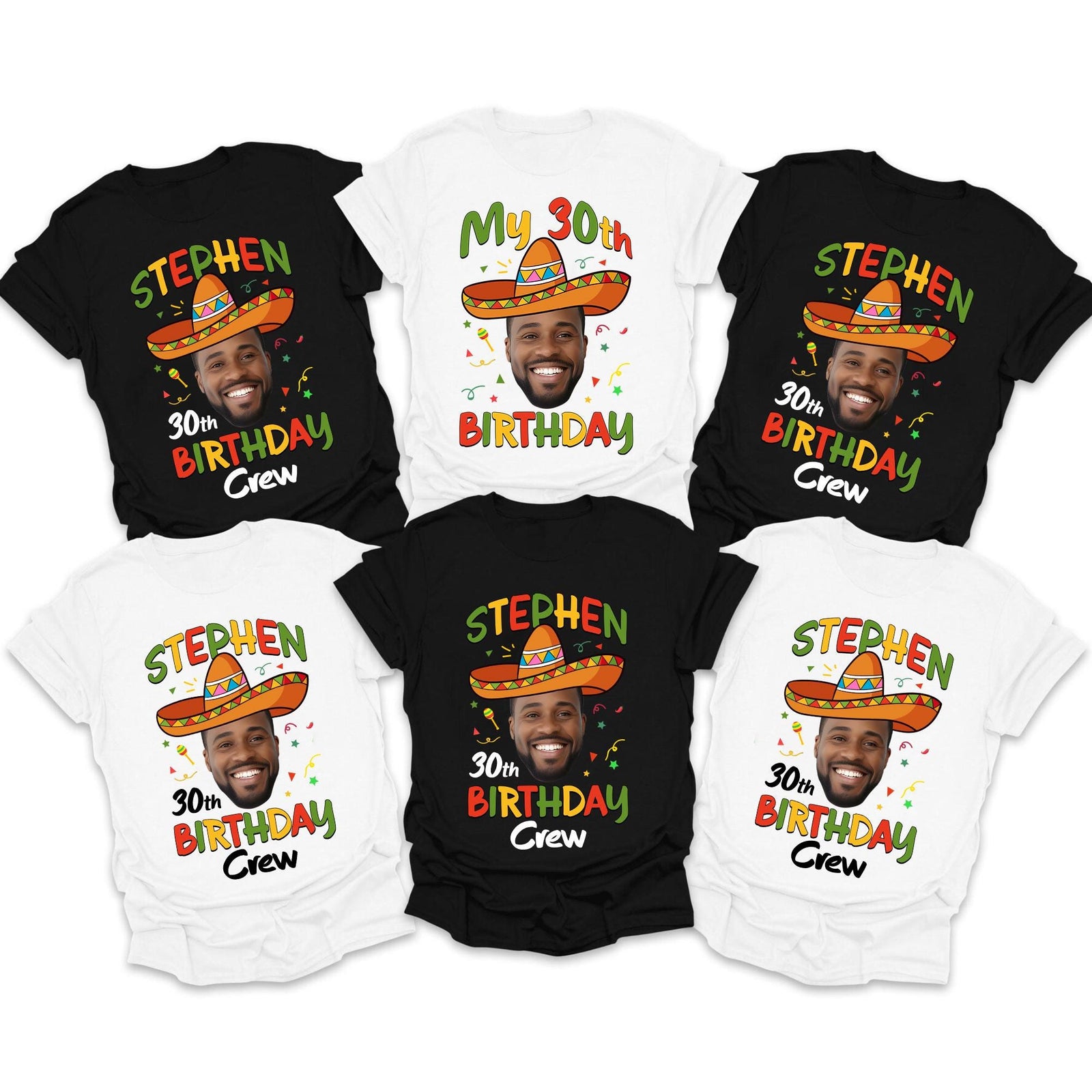 Custom Photo Birthday Gift Shirt, Birthday Party Shirt, Fiesta Birthday Shirt, Fiesta Squad Shirt, Cinco de Mayo Birthday Tee Shirt