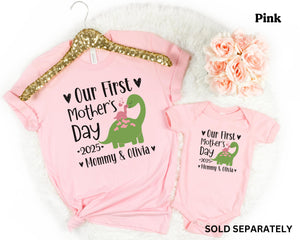 Personalized Our First Mothers Day Shirt, Mommy and me Dinosaur Matching Shirt, New Mom Mothers Day Gift, Mother And Baby First Mothers Day