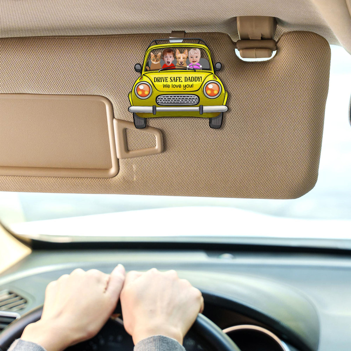 Custom Face Baby Visor Clip, Custom Photo Drive Safe Daddy Car Hanger, Personalized Photo Wooden Car Visor Clip, Fathers Day Gift For Dad