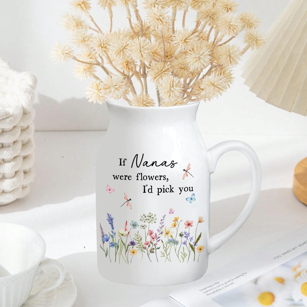Personalized Flower Vase Gift for Grandma, Gift for Nana, Mothers Day Gift, Custom Gift for Mom, Nana Birthday Gift, Grandma Jug Flower Vase