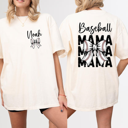 Personalized Baseball Mama Shirt, Baseball Mom Shirt, Coquette Baseball Tee, Custom Baseball Mom Shirt , Mothers Day Gift