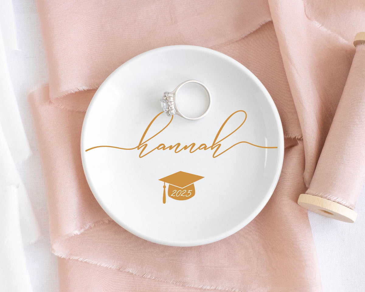 Graduation Jewelry Dish, Graduation Gift for Her, Personalized Trinket Dish, Class of 2025 Gift, Daughter Grad Gift, College Graduation