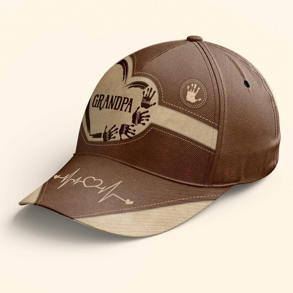 Personalized Grandpa Dad Kids Handprints Classic Cap, Father's Day Gift For Dad, Cap For Grandpa, Hat For Husband, Dad And Kid Name Cap