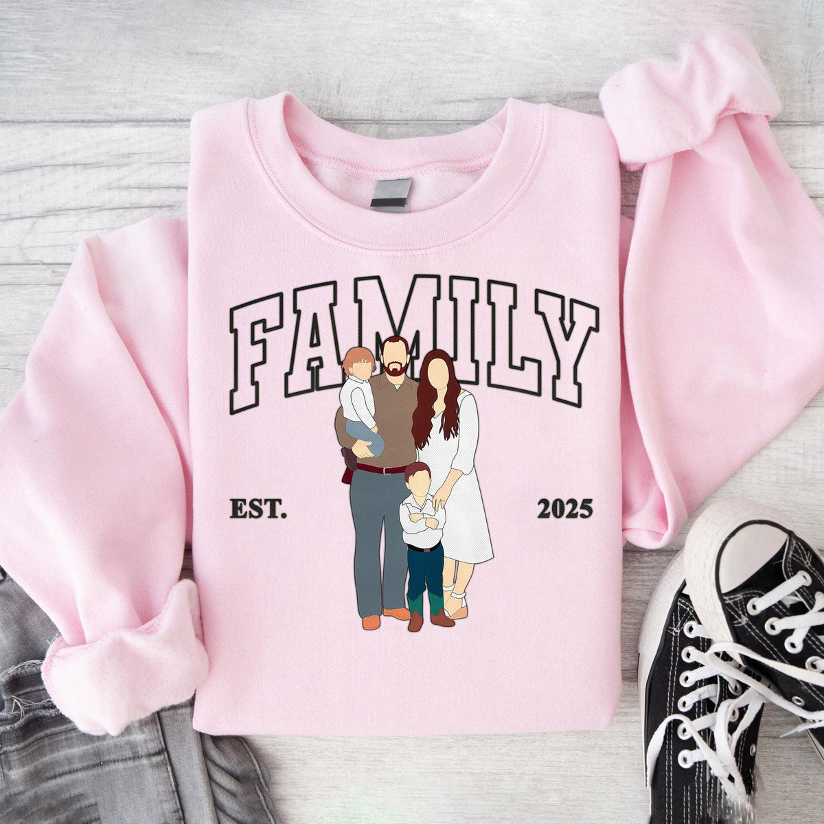 Mama Hoodie with Photo, Custom Portrait Sweatshirt with Kid Name Crewneck Shirt, Family Portrait Hoodie, Mother's Day Gift