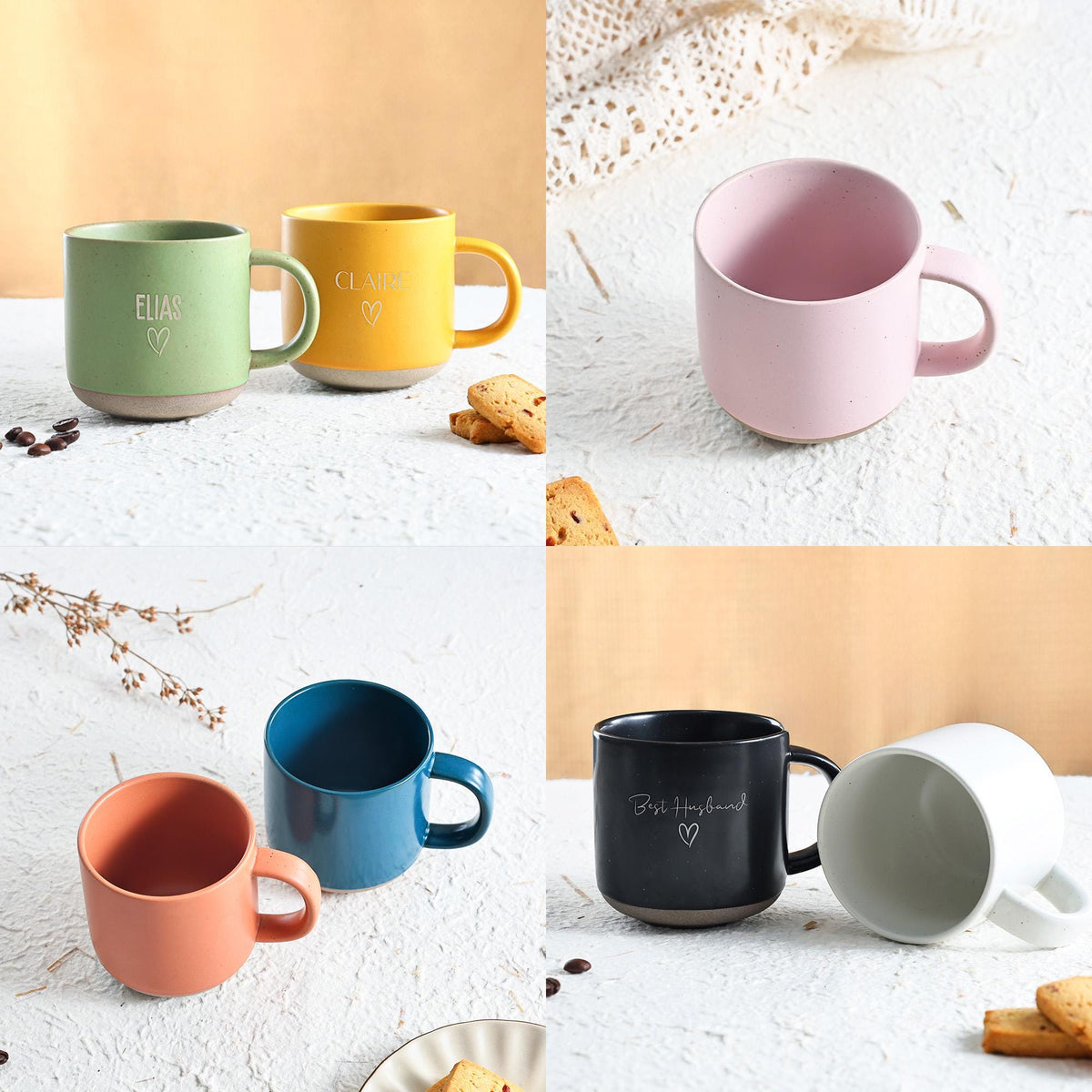 Personalize Pottery Coffee Mug for Mom, Engraved Ceramic Mug with Your Text, Gift for Mom, Mug Engraved Gift, Custom Gifts Ideas, Dad Gift