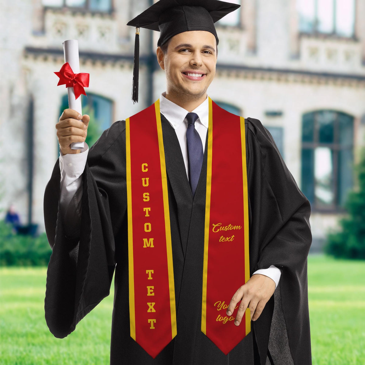 Custom Class of 2025 stoles Graduation, Personalized Logo Text Grad Stole Sash, Customized Gradute Stole with Your Design, Grad Gifts Idea