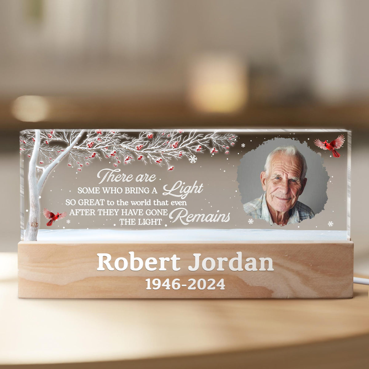 Custom Memorial Night Light for Loved One, Personalized Photo & Name Remembrance Sympathy Gift, In Loving Memory Night Light for Late Family