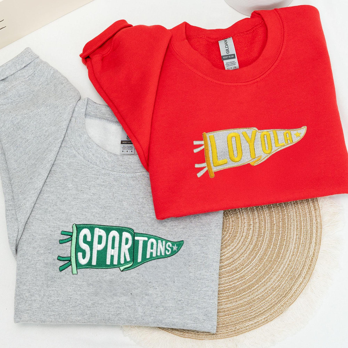 Embroidered Pennant Sweatshirt with Team Name, Custom Embroidered Pennant Shirt, Custom High School College Hoodie, Game Day, Friend Gift