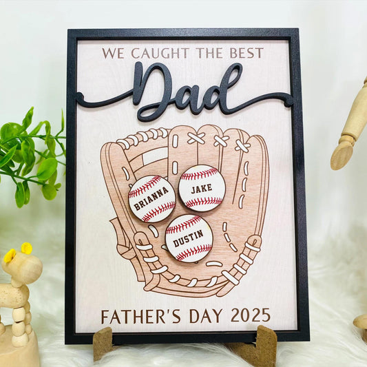 Personalized We Caught The Best Dad, Kid's Name Personalized Throwing Ball, Active Sports, Great Ball Catcher, Gift for Dad