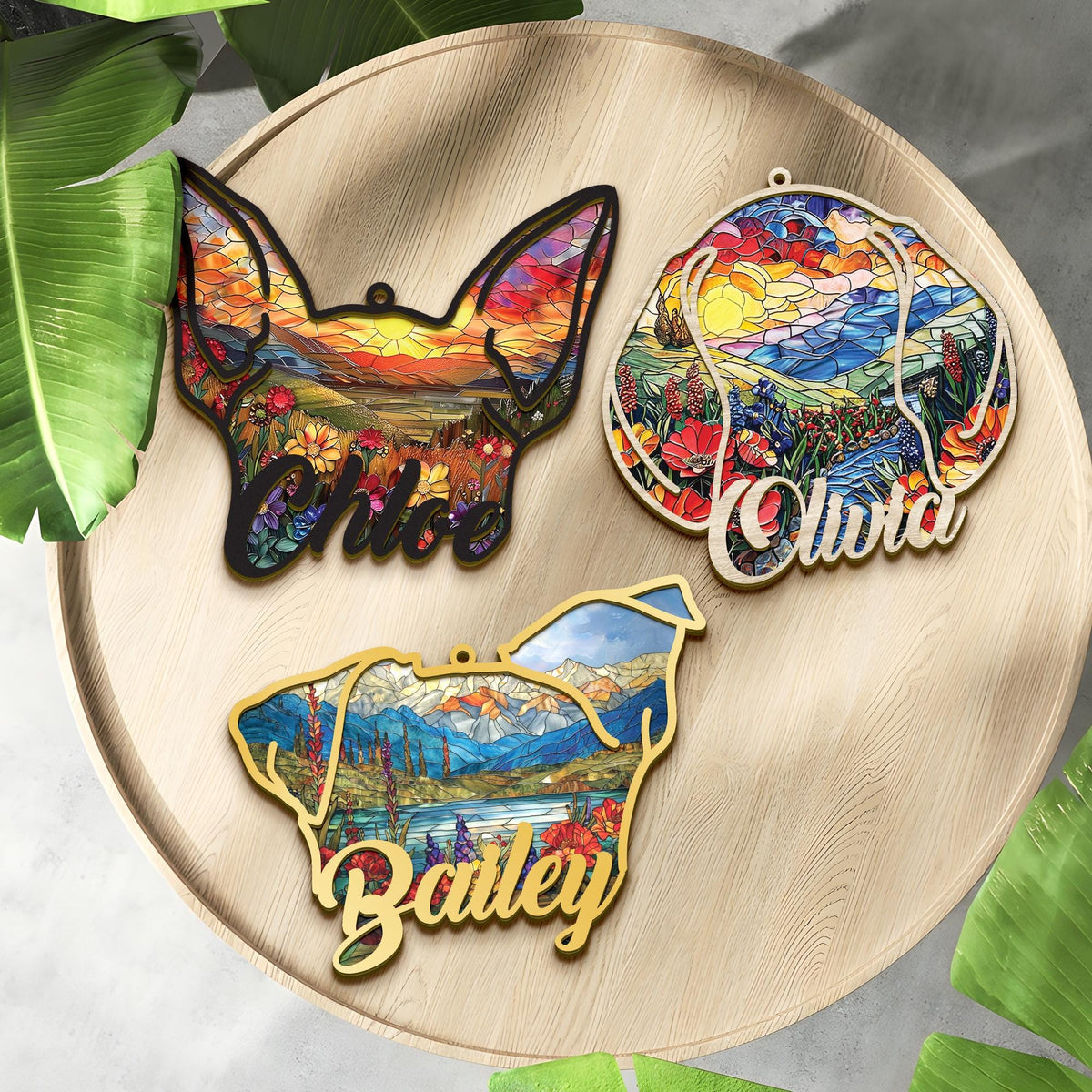 Custom Dog Drawing Ear Line Suncatcher, Personalized Dog Memorial Suncatcher, Loss of Dog, Dog Sympathy Gift, Handmade Name Dog Remembrance