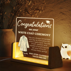 White Coat Ceremony Gift, Custom White Coat Ceremony LED Night Light, Med School Graduation, Gift for Future Doctor First White Coat Medical