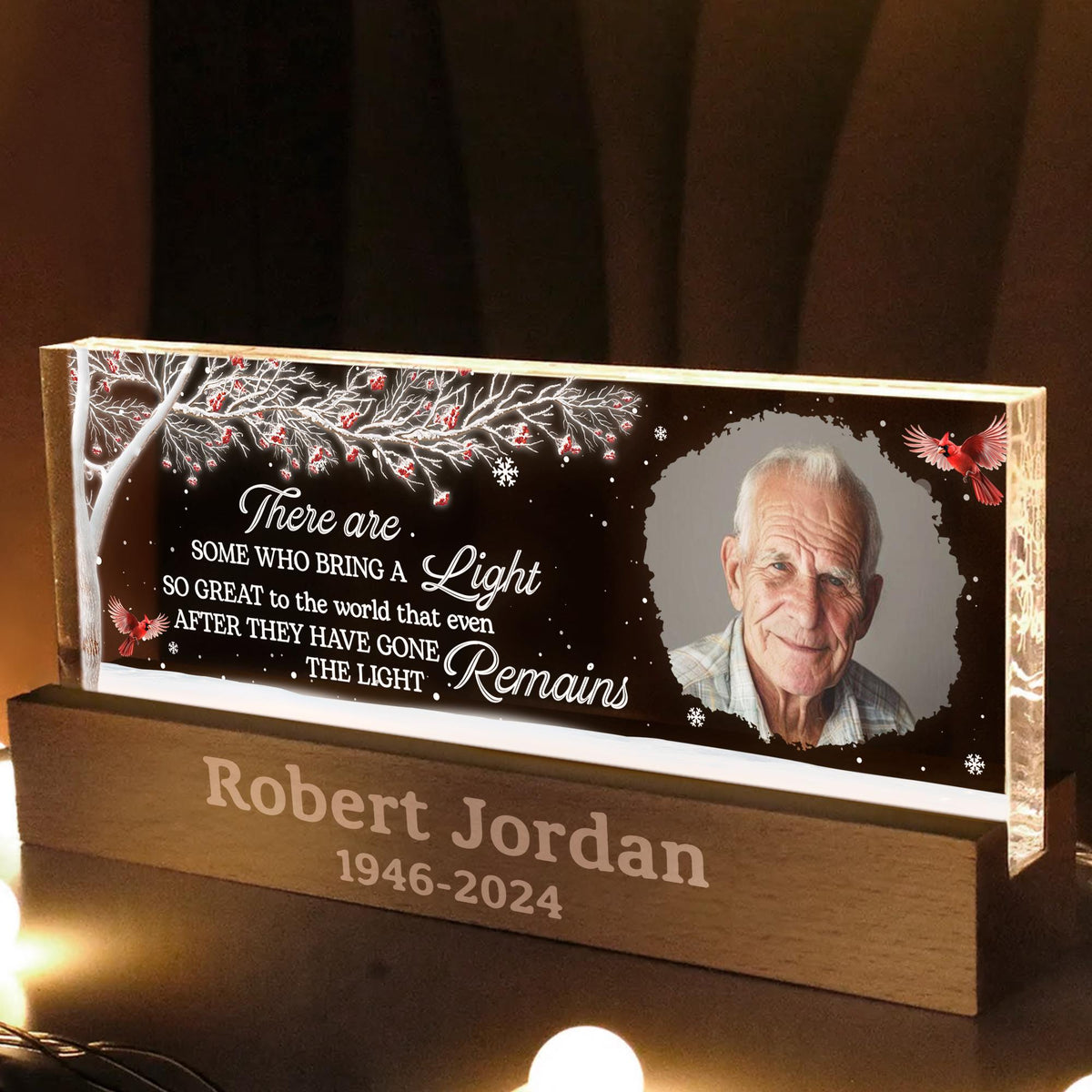 Custom Memorial Night Light for Loved One, Personalized Photo & Name Remembrance Sympathy Gift, In Loving Memory Night Light for Late Family