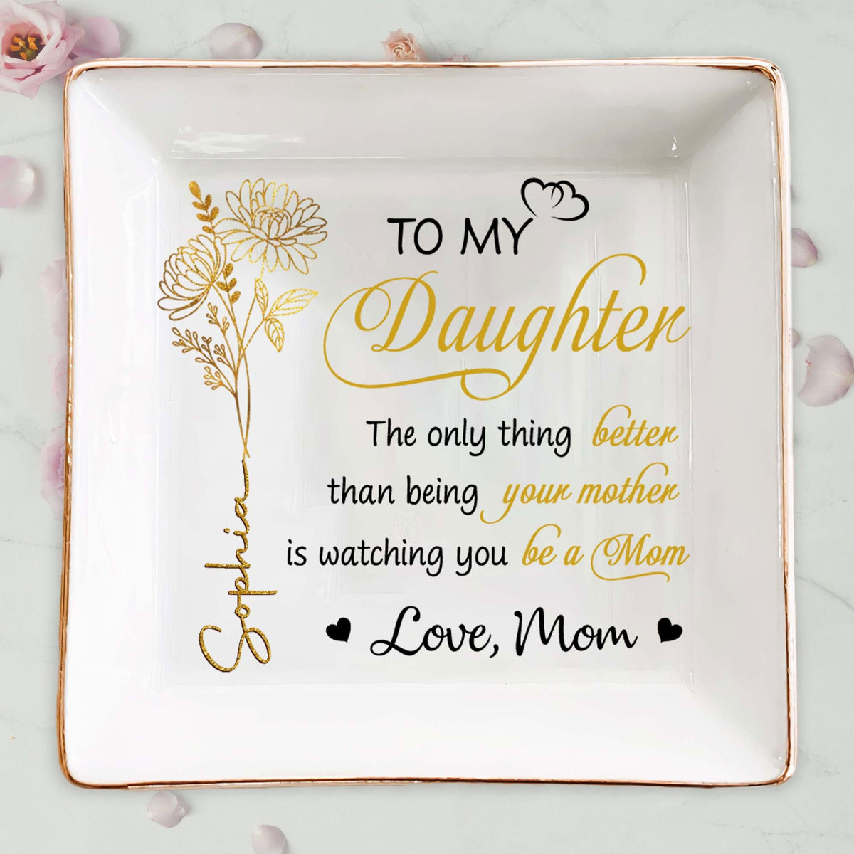 Personalized Ring Dish for New Moms, Special Gift for Daughter, Mother s Day Gift from Mom, Customized Jewelry Dish for Daughter