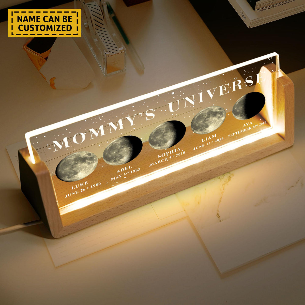 Personalized Moon Phase by Date Gift, Personalised Mom Moon Phase Lamp, Custom Night light Moon Phase,Mother s Day Gift,Father's Day Gift