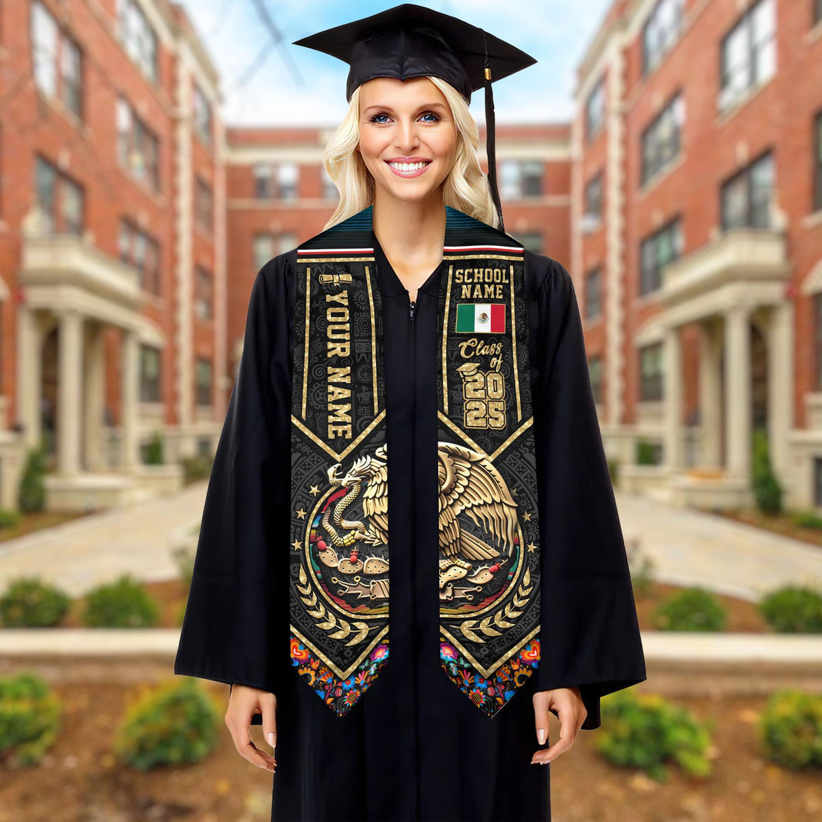 Custom Mexican Graduation Sash, Mexican American Flag Graduation Sash 2025, Mexican Stole, Mexico Graduation Stole 2025, Graduation Gift