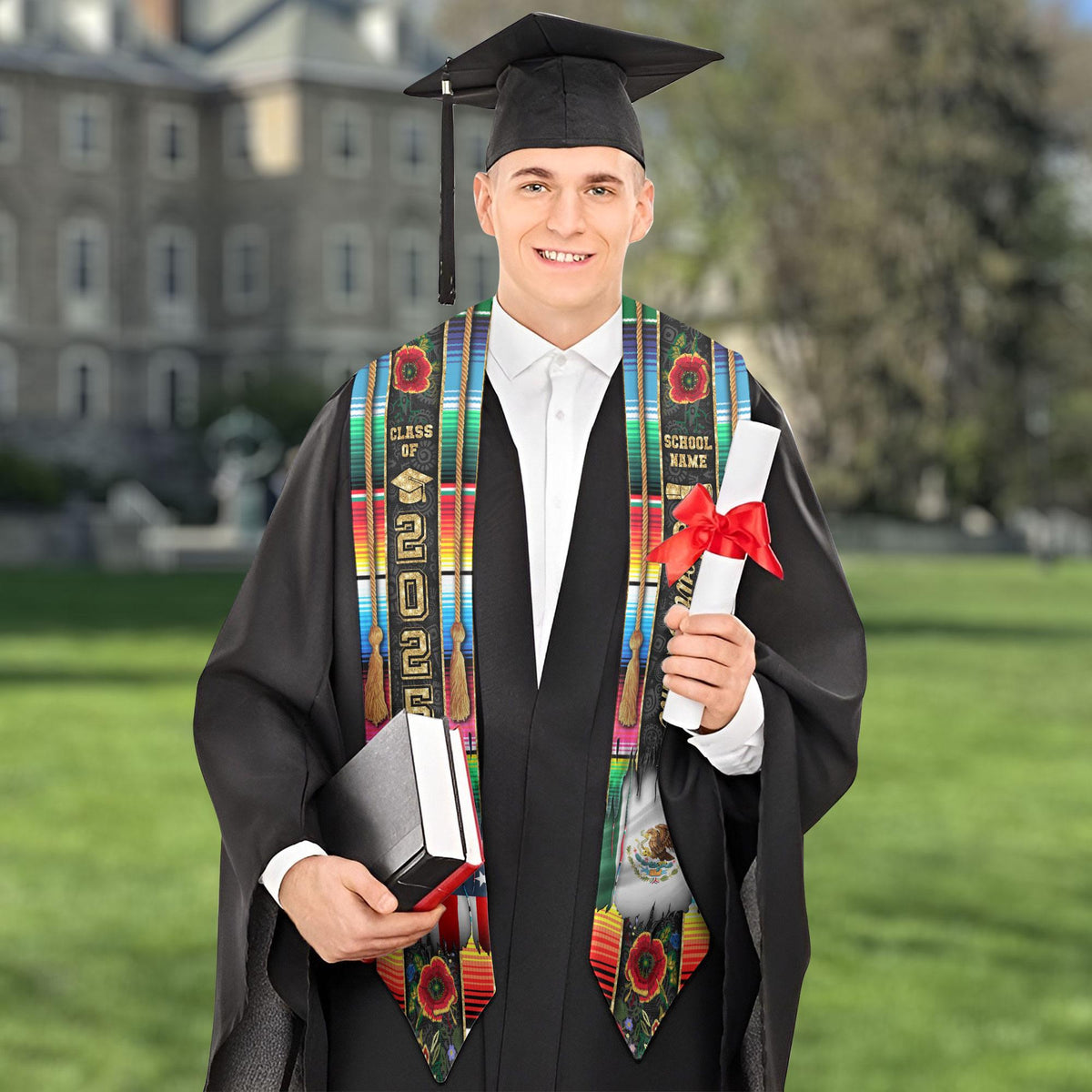 Custom Mexican Graduation Sash, Mexican American Flag Graduation Sash 2025, Mexican Stole, Mexico Graduation Stole 2025, Graduation Gift