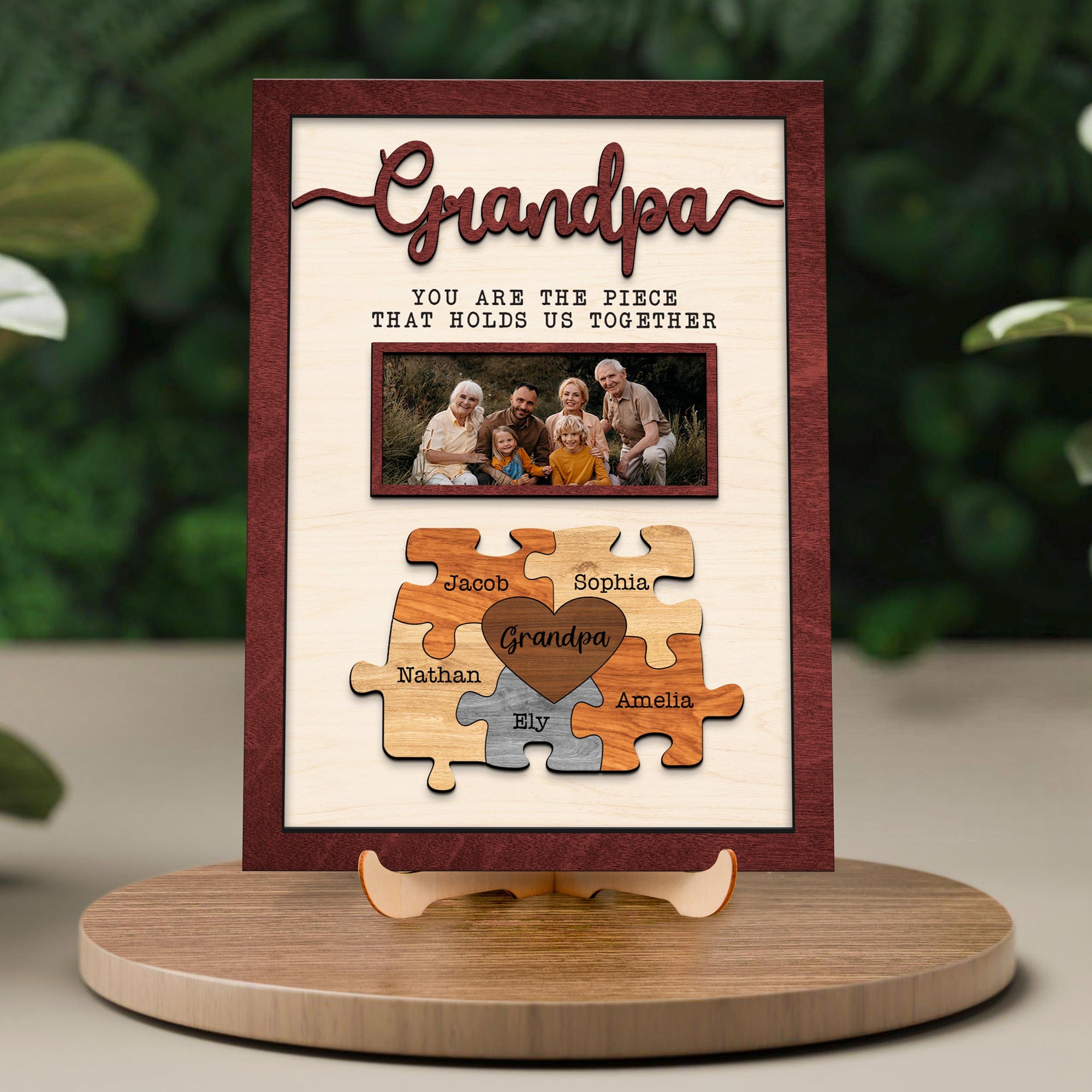 Fathers Day Puzzle Sign Personalized Dad Wooden Sign Custom Gift for Dad You Are The Piece That Holds Us Together, Wooden Sign Gift for Papa