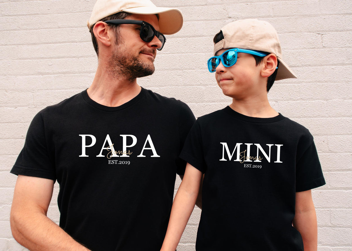 Papa & Mini Matching Set Personalized T-Shirt and Baby Bodysuit Father's Day Gift, Birthday Gift, Gift for New Dads