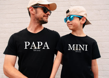 Papa & Mini Matching Set Personalized T-Shirt and Baby Bodysuit Father's Day Gift, Birthday Gift, Gift for New Dads