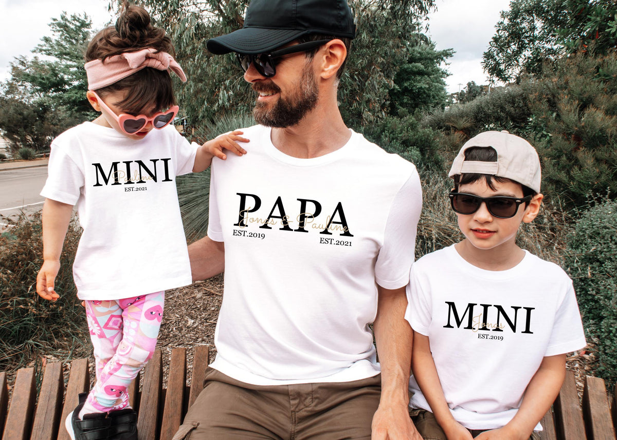 Papa & Mini Matching Set Personalized T-Shirt and Baby Bodysuit Father's Day Gift, Birthday Gift, Gift for New Dads